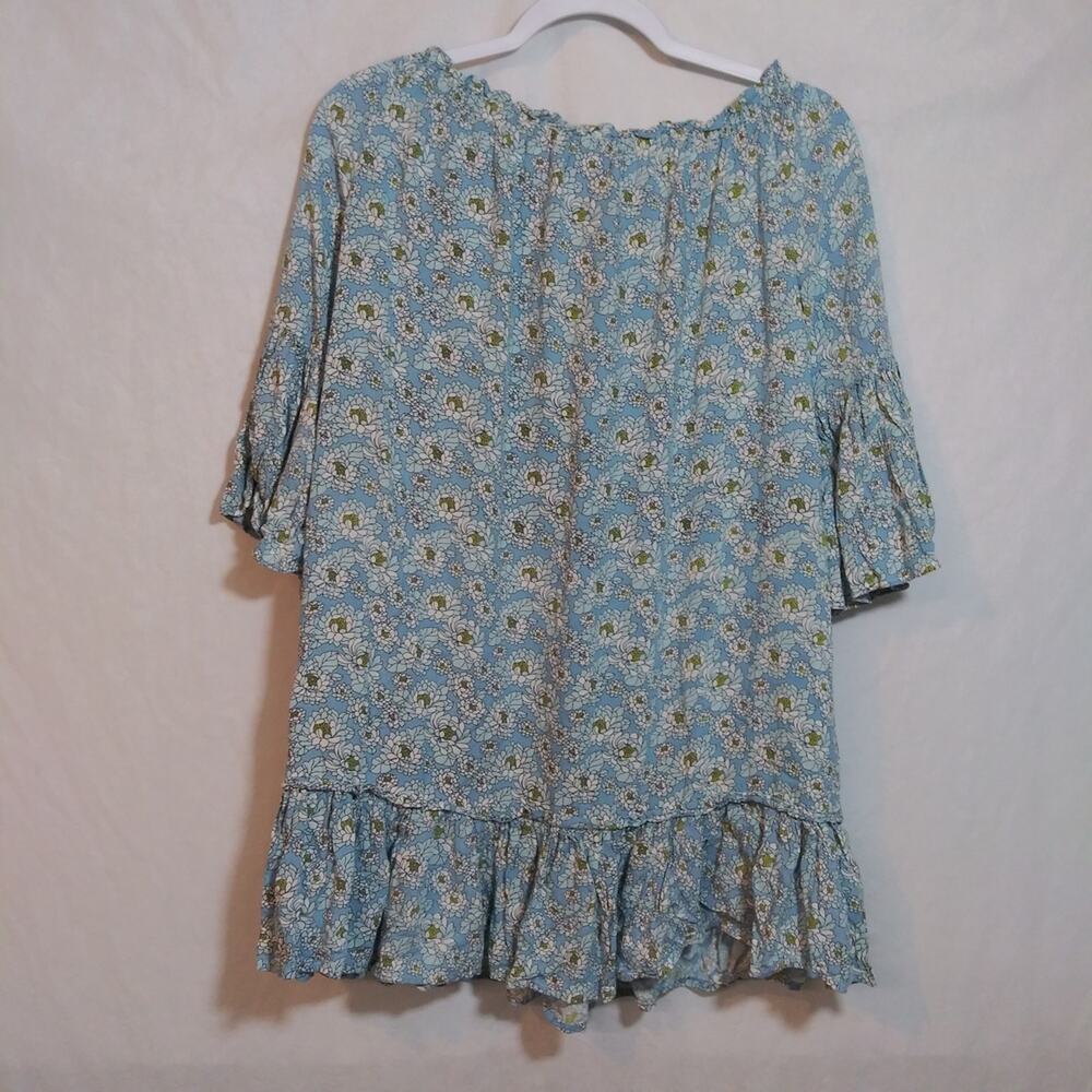 Skemo Margarita Tulum Dress In Floral Blue Off-Shoulder Size XS - Picture 8 of 8